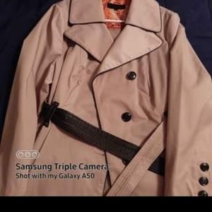 Lined double breasted rain coat